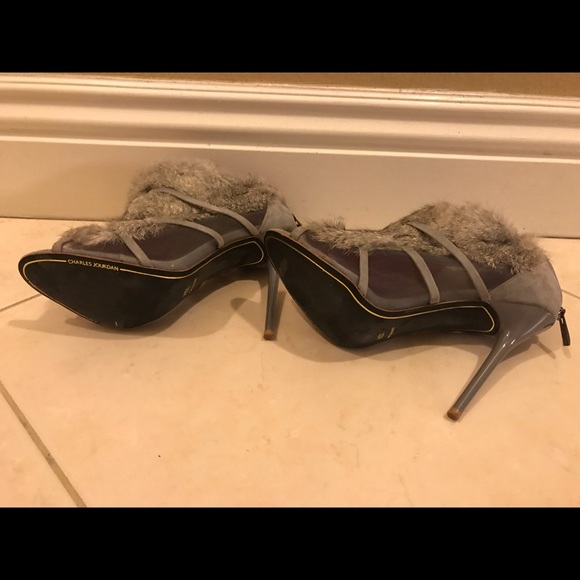 Mink fur peep toe booties - Picture 4 of 5